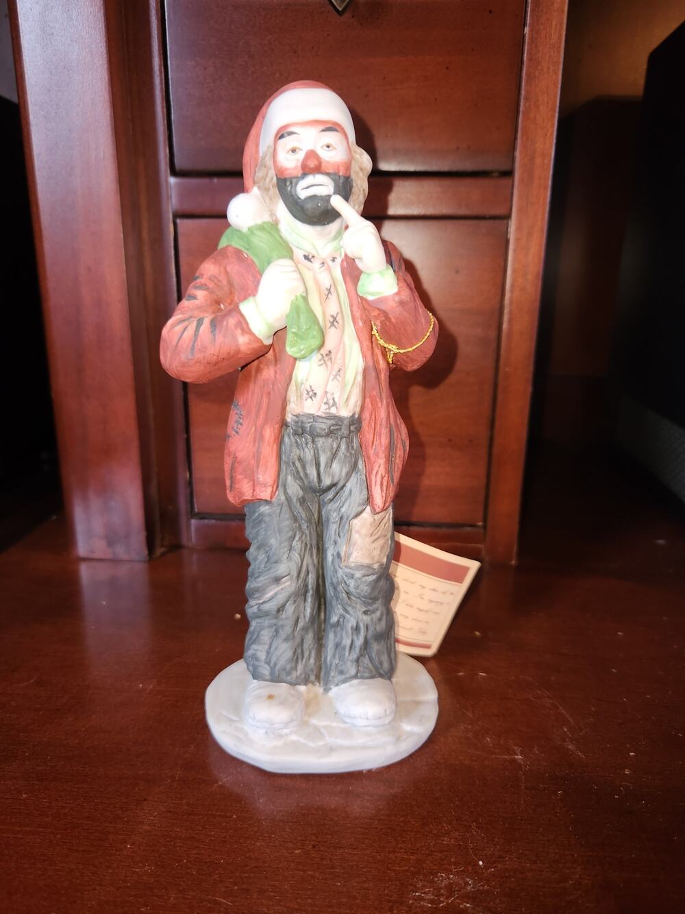 Emmett Kelly Collection Hobo Clown Ceramic Figure by Flambro. Approx. 8 Inches.
